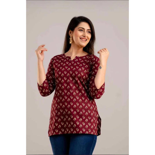 New Marron Cotton Short Kurti