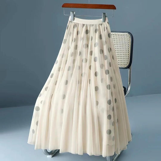 White Polka Dot Printed Skirt