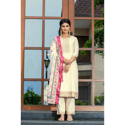 Beige Embroidery Cotton Set