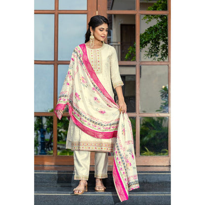 Beige Embroidery Cotton Set