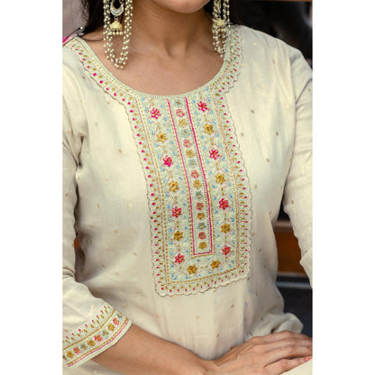 Beige Embroidery Cotton Set