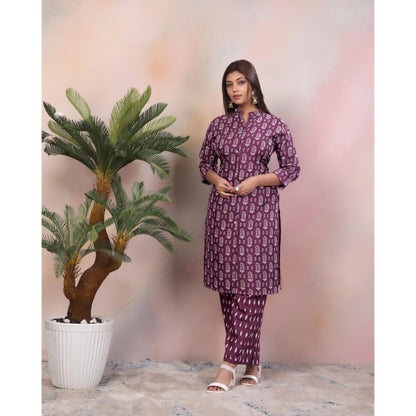 Purple Embroidery Jari Kurti Pant