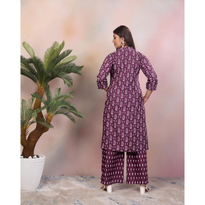 Purple Embroidery Jari Kurti Pant