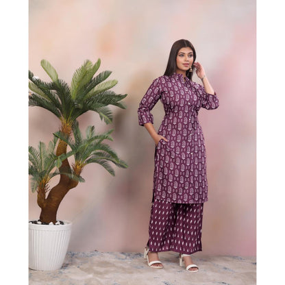 Purple Embroidery Jari Kurti Pant