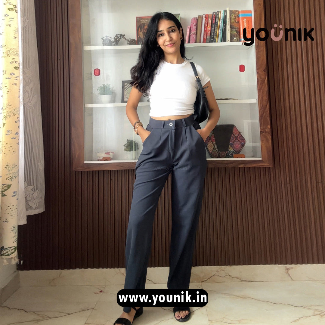 Black High-Waist Formal Trousers